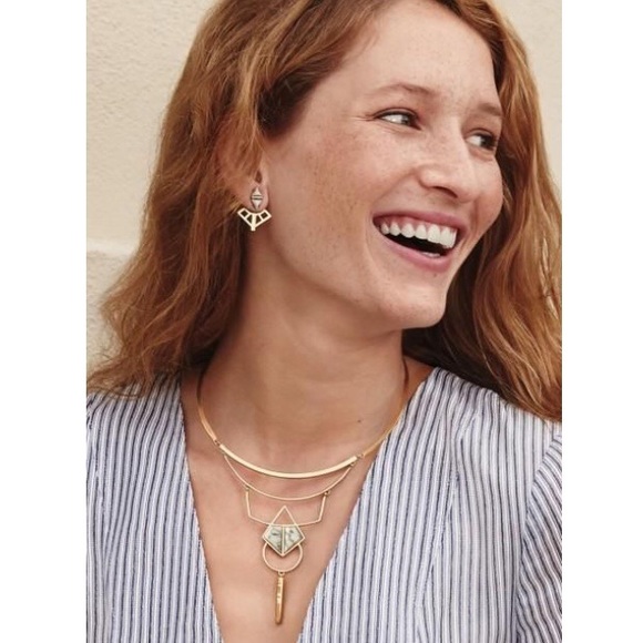 Stella & Dot | Gold & Semi-precious Howlite Mondrian Ear Jacket Earrings… - Picture 6 of 6